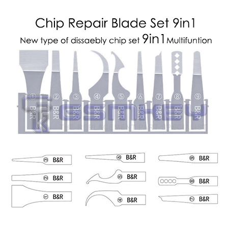BGA IC Chip Repair Blade CPU Remover For Mobile Phone Logic Board Repair Tool 9in1 Best Quality with fingerprint sensor opening tool