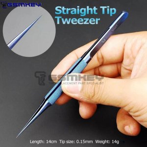 2UUL blueT Straight Head Titanium Alloy 0.1mm Blue Tweezer for Precise Wire Jump